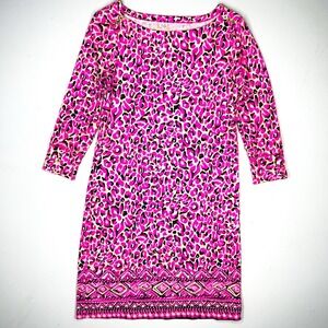 LILLY PULITZER Small S Sophie Dress UPF 50+ Stretch Pink Leopard‎ Animal Print